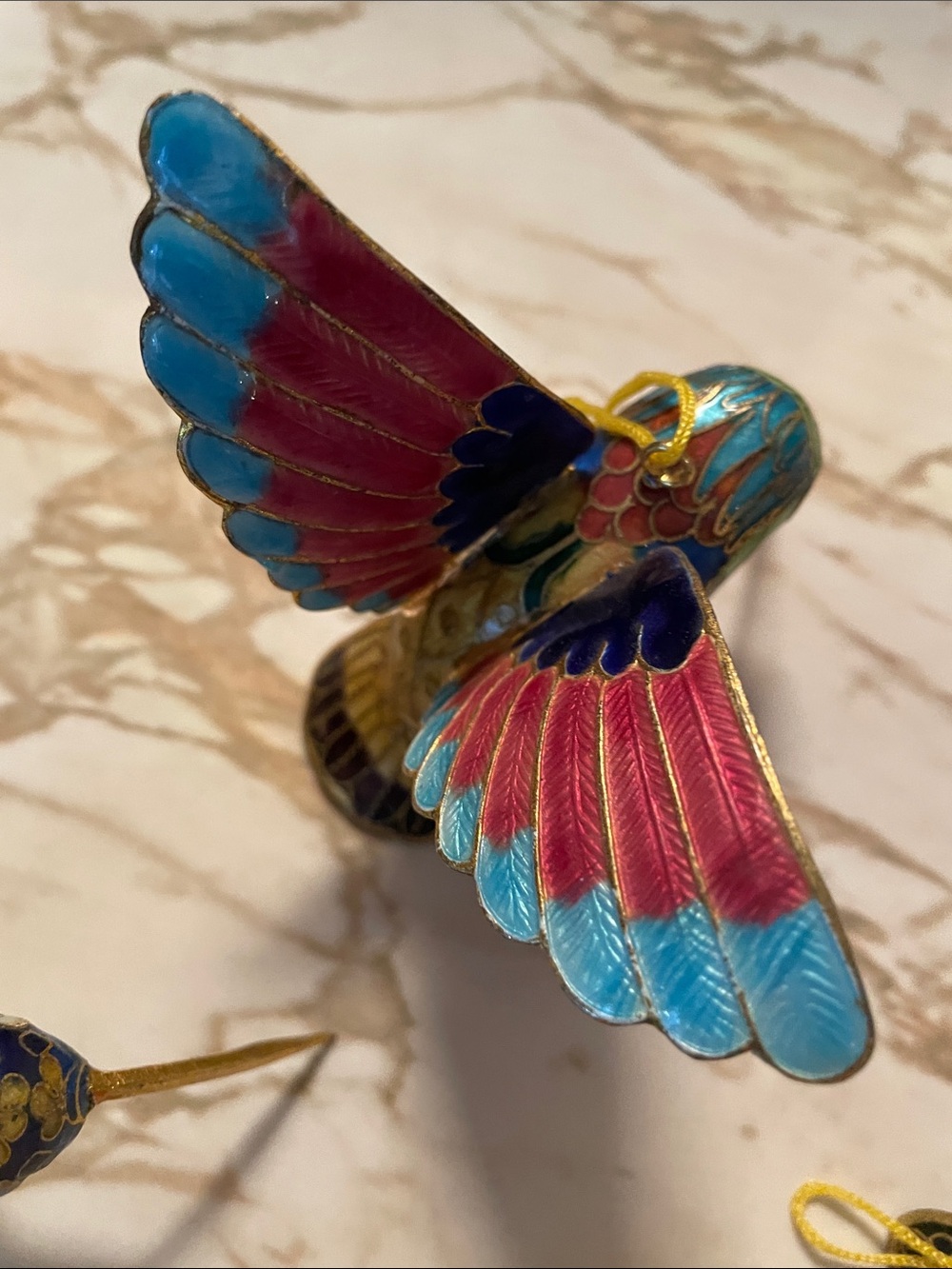 Colorful Cloisonné Hummingbird Ornament - Multicolor Set of (4) - Picture 5 of 9